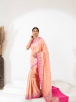Lakshita (Peach Pink Kadwa Mushru Satin Saree) - Image 2