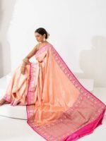 Lakshita (Peach Pink Kadwa Mushru Satin Saree) - Image 4