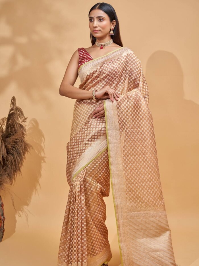 Malvika (Peachish Gold Bootiedar Tissue Saree) - Image 1