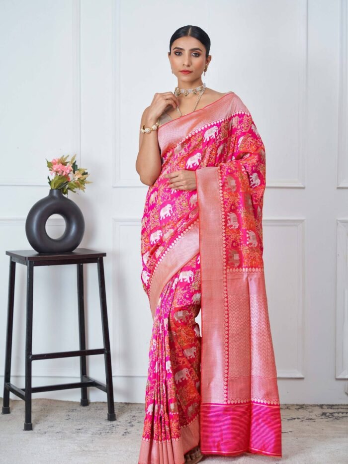 Bhavya (Pink Shikargah Banarasi Saree) - Image 2