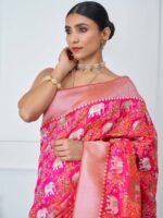 Bhavya (Pink Shikargah Banarasi Saree) - Image 5