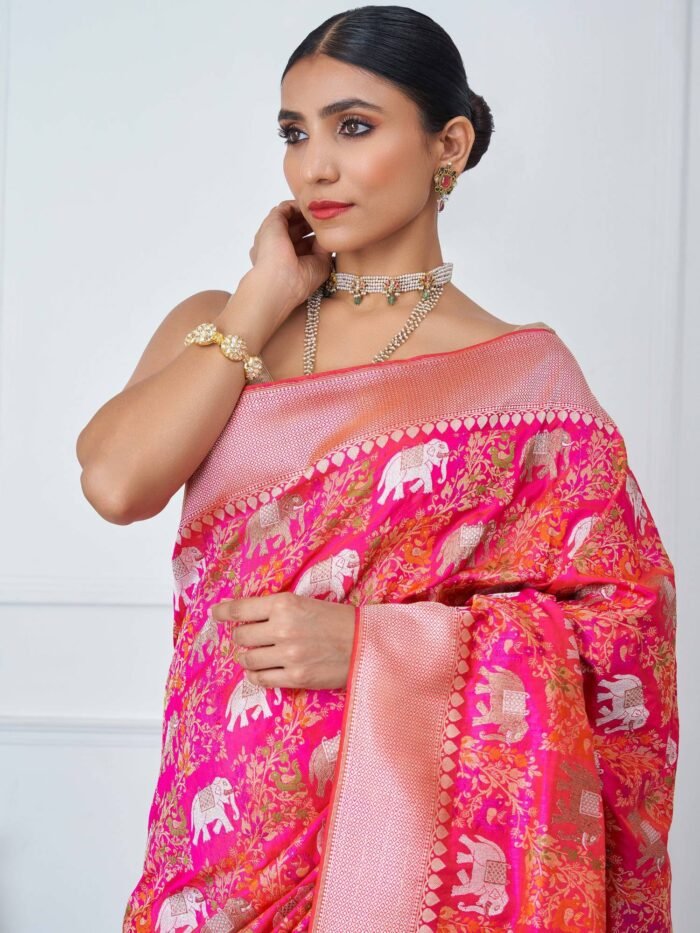 Bhavya (Pink Shikargah Banarasi Saree) - Image 5