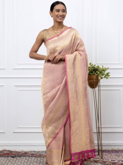 Kumudini (Pink Tanchoi Georgette Saree)