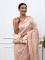 Kumudini (Pink Tanchoi Georgette Saree) - Image 4
