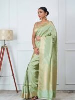 Ragini (Pista Green Zari Weave Saree) - Image 3