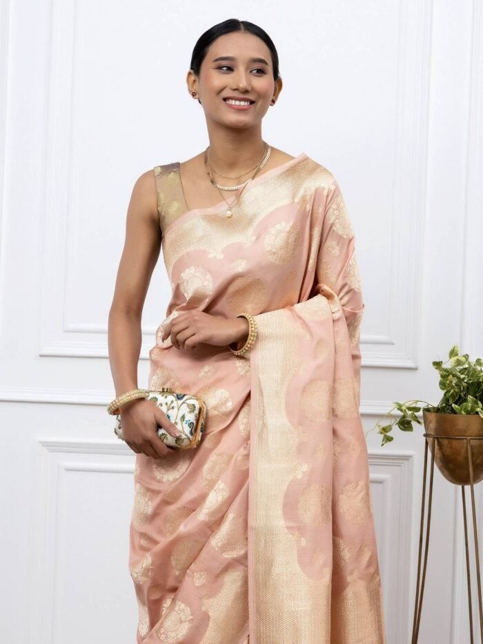 Anuja (Powder Pink Kadwa Jangla Saree) - Image 4