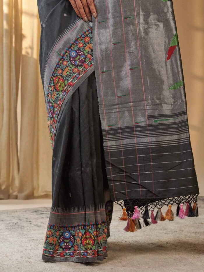 Rukmini (Fusion Paithani Pure Silver Zari Saree) - Image 4