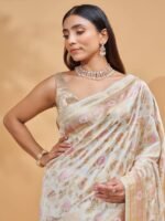 Ishani (Pristine White Kadwa Saree) - Image 3