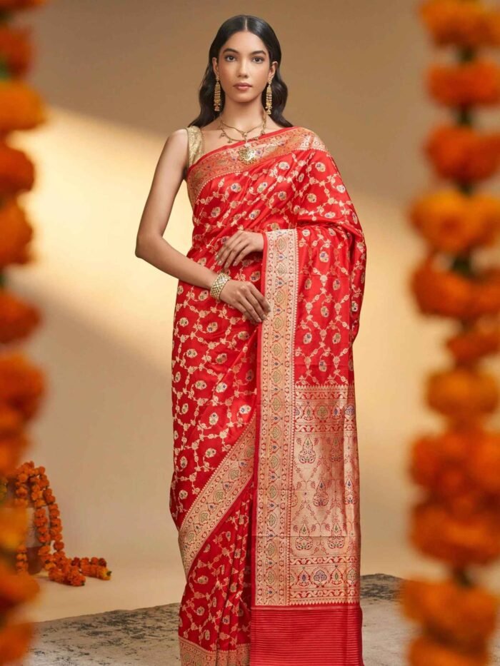 Purnima (Kadwa Meenakari Jangla Floral Saree) - Image 1