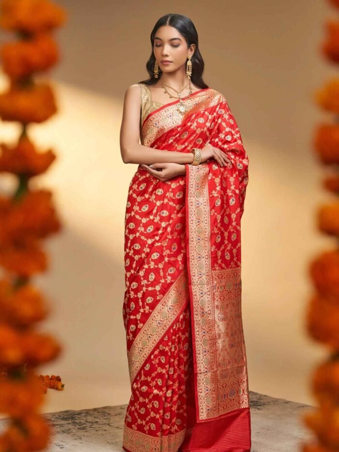 Purnima (Kadwa Meenakari Jangla Floral Saree) - Image 4