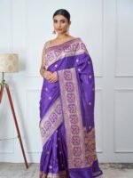Yamika (Purple Handloom Vintage Border Saree) - Image 2
