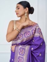 Yamika (Purple Handloom Vintage Border Saree) - Image 4