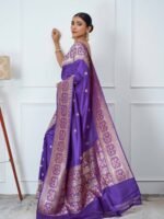 Yamika (Purple Handloom Vintage Border Saree) - Image 3