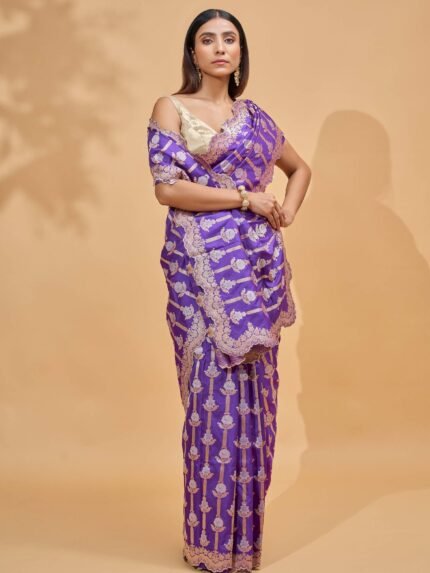 Charita (Purple Scallop Border Saree)