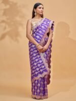 Charita (Purple Scallop Border Saree) - Image 2