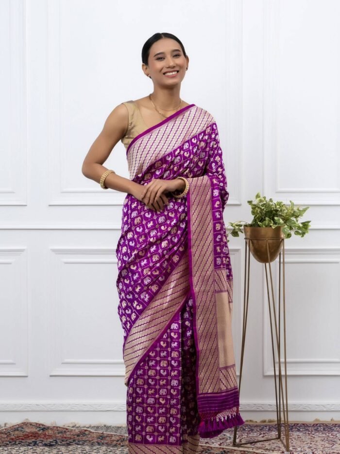 Bhanupriya (Purple Shikargah Kadwa Saree) - Image 1