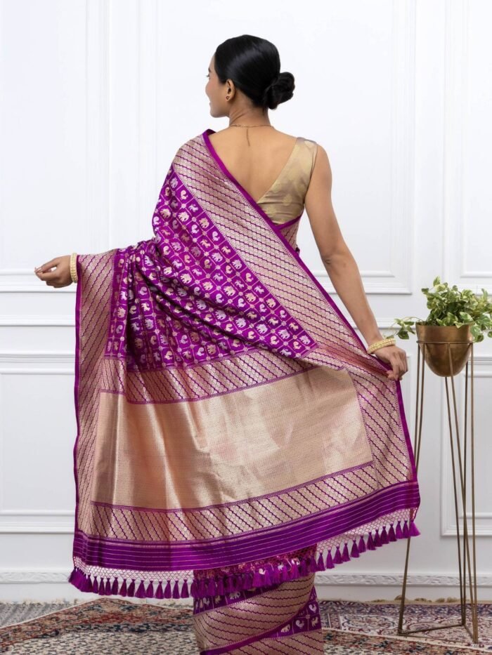 Bhanupriya (Purple Shikargah Kadwa Saree) - Image 3