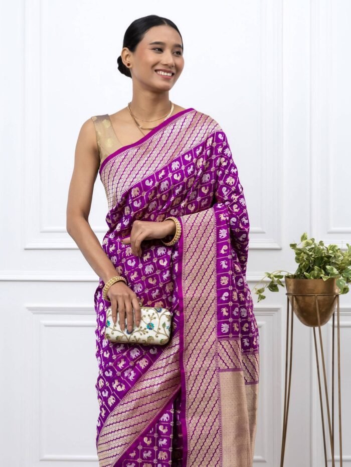 Bhanupriya (Purple Shikargah Kadwa Saree) - Image 4