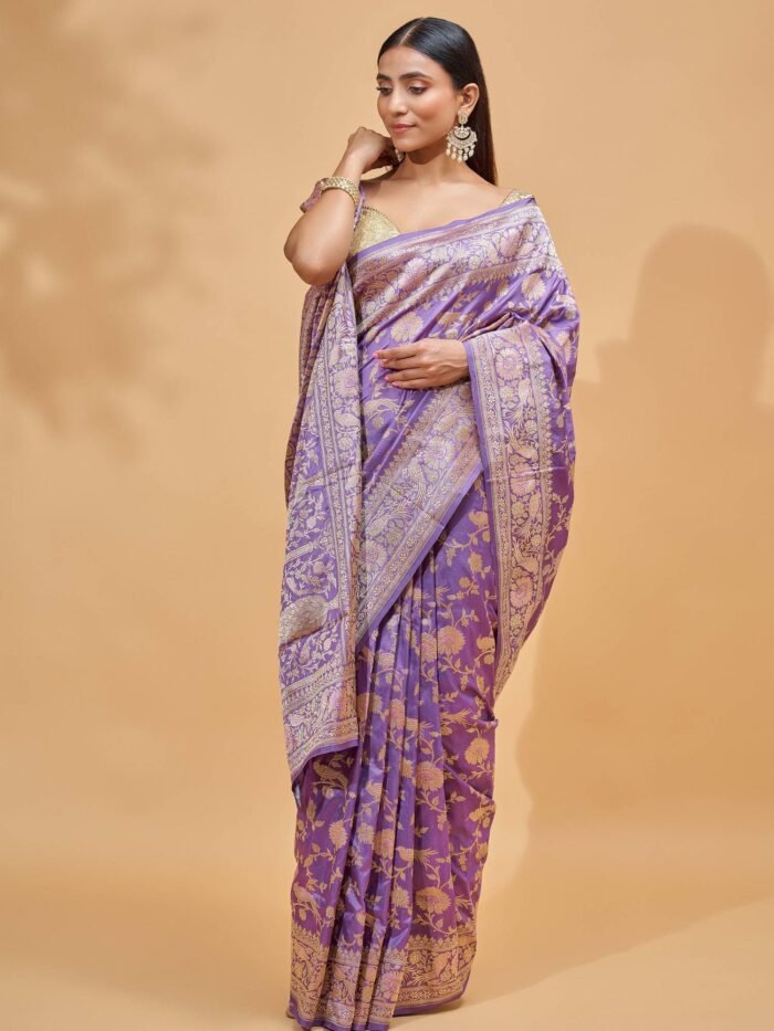 Nandini (Purple Shikargha Kadwa Saree) - Image 2