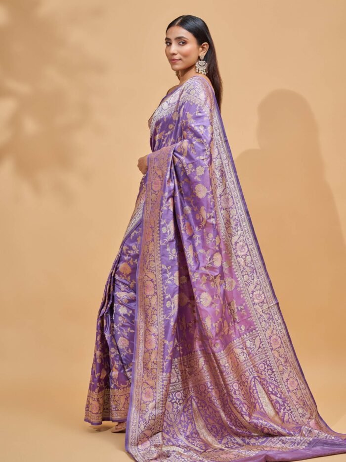 Nandini (Purple Shikargha Kadwa Saree) - Image 3