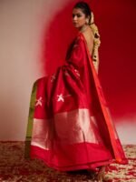 Deepmala (Red Pure Mushru Satin Saree) - Image 3