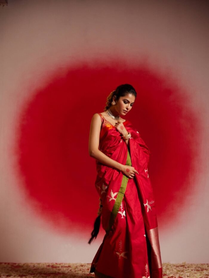 Deepmala (Red Pure Mushru Satin Saree) - Image 2