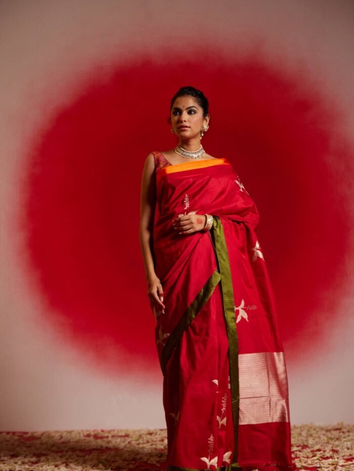 Deepmala (Red Pure Mushru Satin Saree) - Image 1