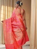 Rohini (Regal Jamawar Hot Pink Mushru Saree) - Image 2