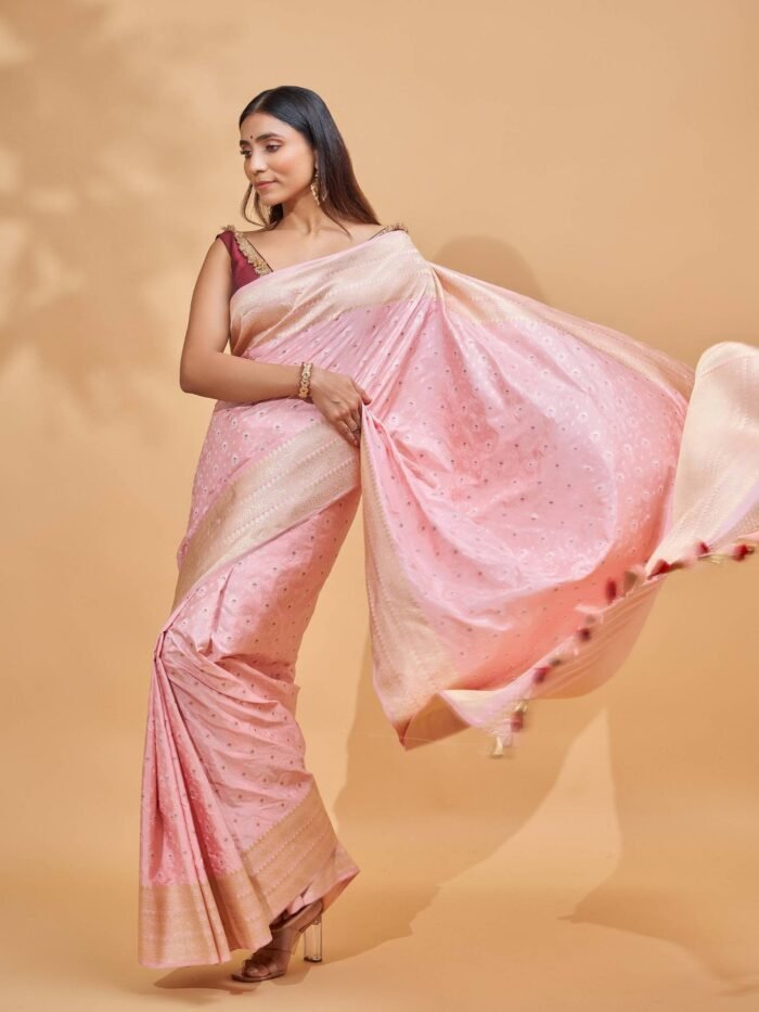 Vaishnavi (Rose Pink Katan Silk Saree) - Image 3