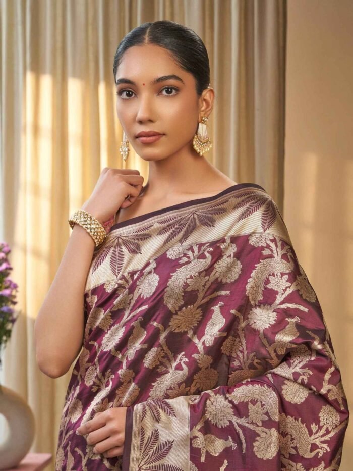 Hemangini (Grand Shikargah Cutwork Katan Saree) - Image 4