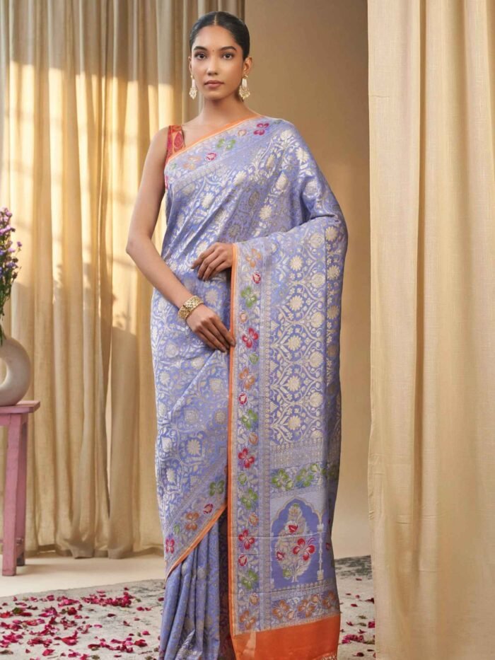 Sharvika (Flowy Banarasi Meenadar Border Saree) - Image 1