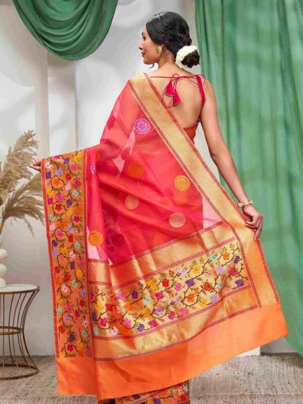 Orange Paithani Border Saree