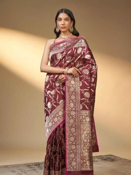 Gulika (Katan Silk Jangla Silver Zari Saree)
