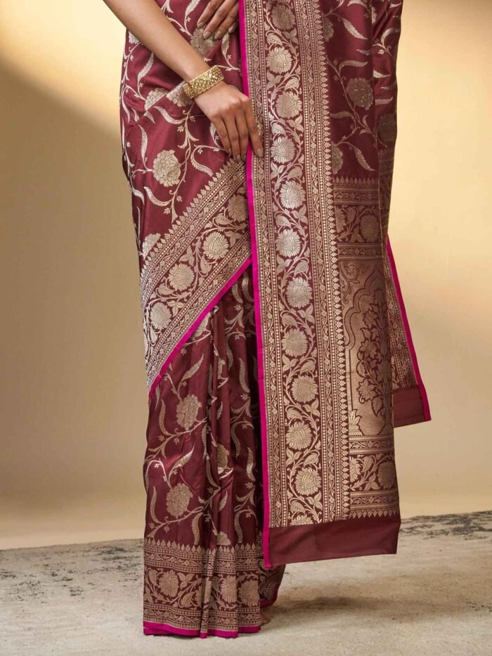 Gulika (Katan Silk Jangla Silver Zari Saree) - Image 4