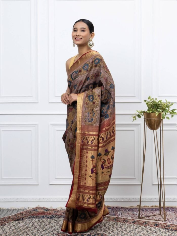 Ojasvini (Srijana Paithani Kalamkari Miniature Saree) - Image 2