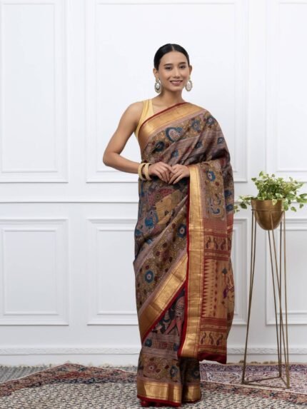 Ojasvini (Srijana Paithani Kalamkari Miniature Saree)