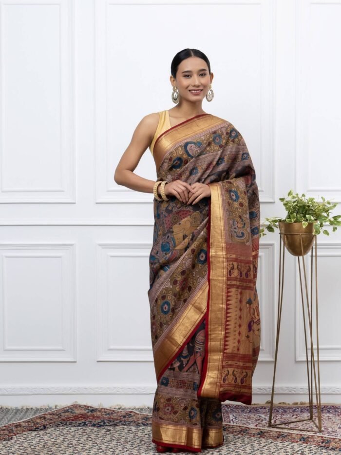 Ojasvini (Srijana Paithani Kalamkari Miniature Saree) - Image 1