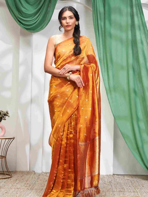 Orange Handcrafted Banarasi Sarees