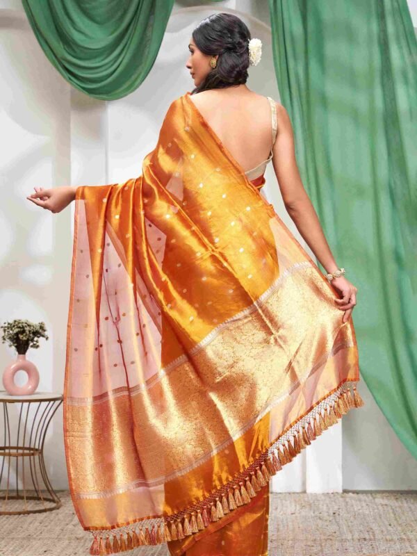Orange Handcrafted Banarasi Sarees