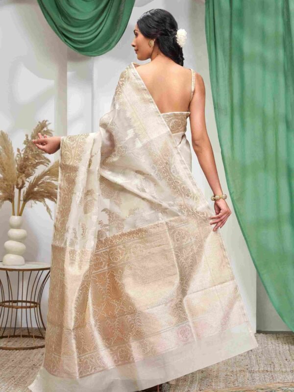 White Handcrafted Banarasi Sarees