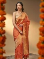Himadri (Tanchoi Georgette Burnt Orange Saree)