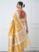 Charulata (Yellow Handloom Birds Jaal Saree) - Image 2