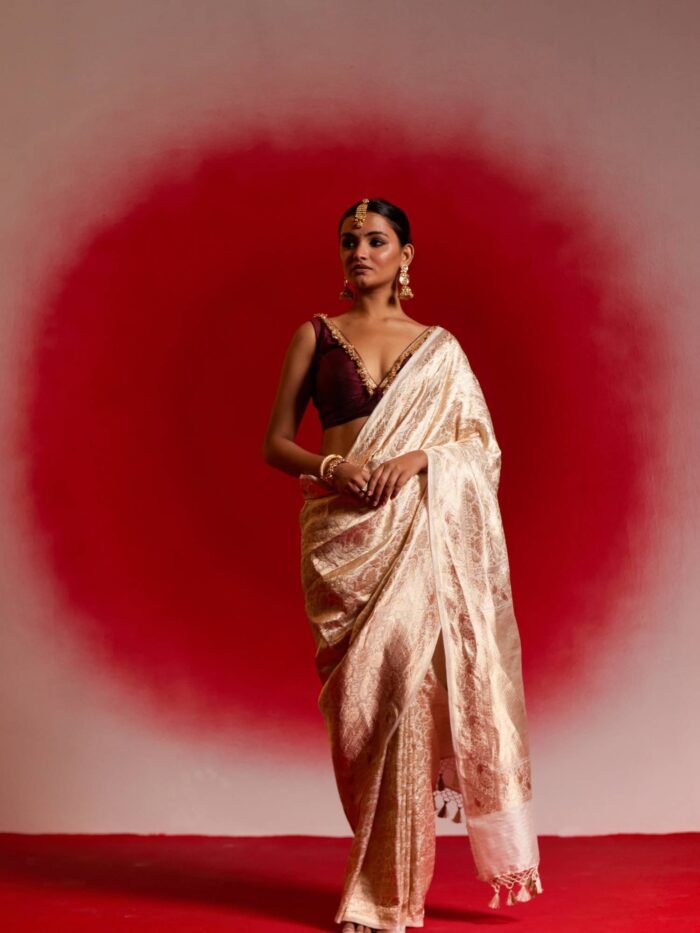 Devanshi (Ujwala White Banarasi Brocade Saree) - Image 3