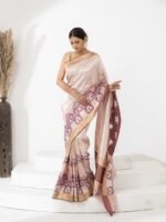 Revati (Champagne Tissue Brocade Jaal Border Saree) - Image 2