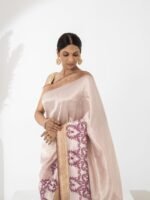 Revati (Champagne Tissue Brocade Jaal Border Saree) - Image 4