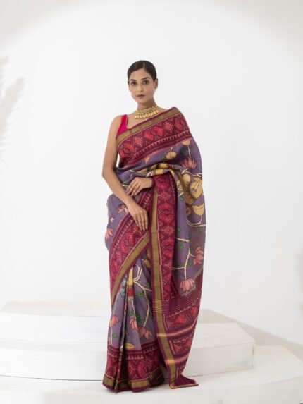 Urvashi (Lavender Pen Kalamkari Patola Saree)