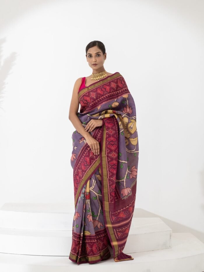 Urvashi (Lavender Pen Kalamkari Patola Saree) - Image 1