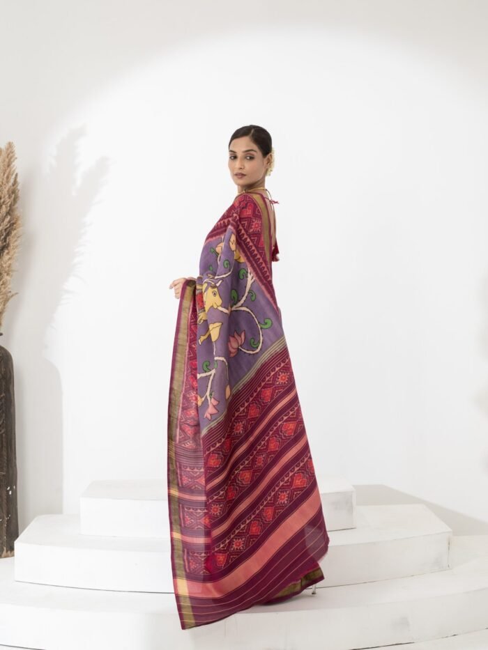 Urvashi (Lavender Pen Kalamkari Patola Saree) - Image 3
