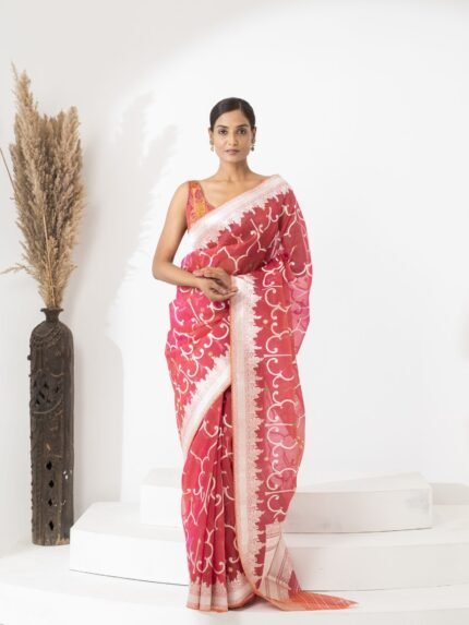 Dayanita (Designer Gota Patti Kadwa Weave Kora Saree)