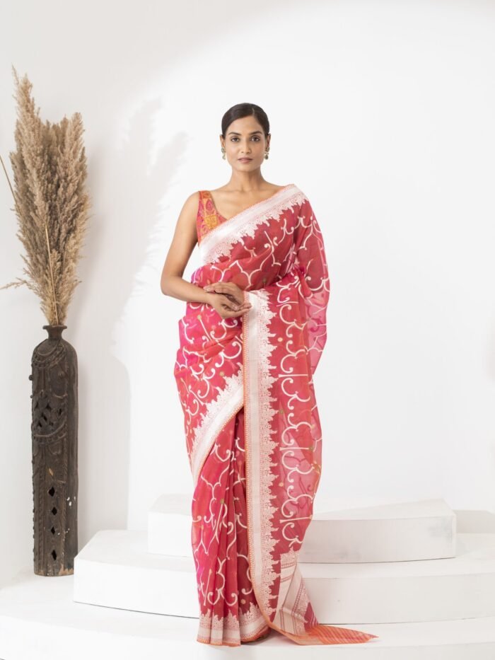 Dayanita (Designer Gota Patti Kadwa Weave Kora Saree) - Image 1